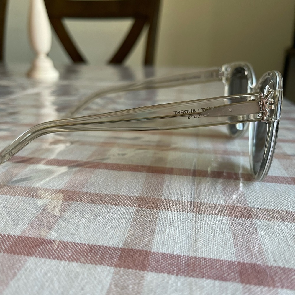 SAINT LAURENT 57 mm clear sunglasses. Practically new. Worn once.